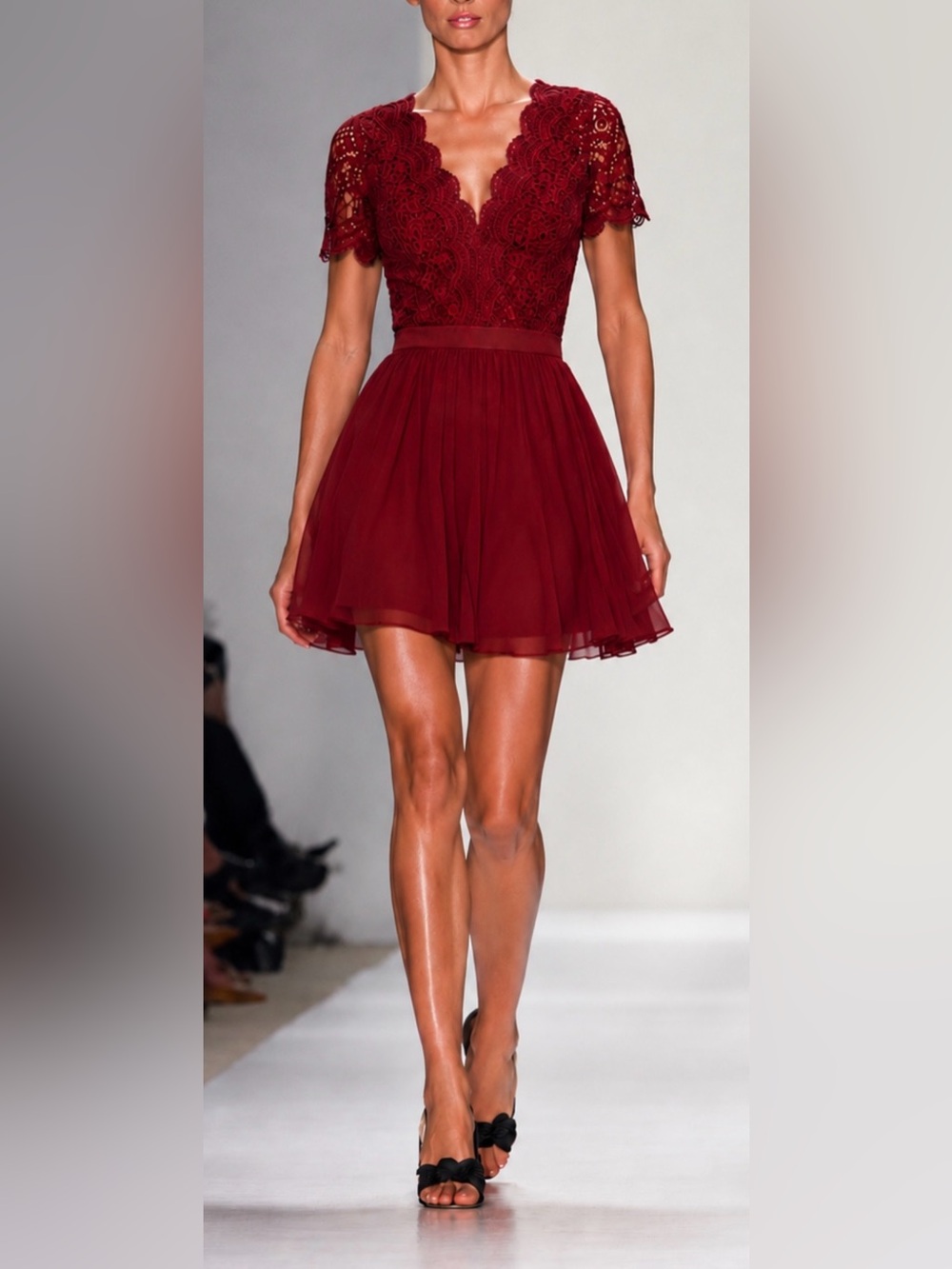 Lulu's Dusty Burgundy Crochet Top Dress Size M